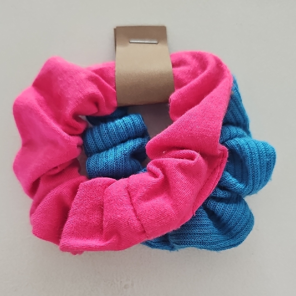 Vibrant Pink and Blue Kids Scrunchie Set